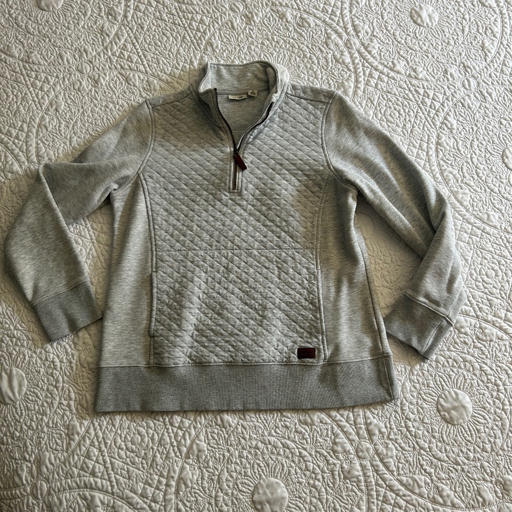 L.L. Bean quilted quarter zip (light gray, Medium)